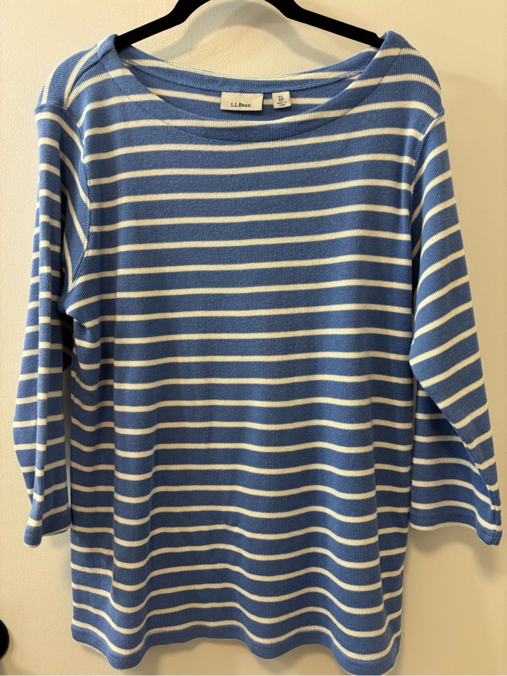 L.L.Bean Light Blue and White Striped Knit Top